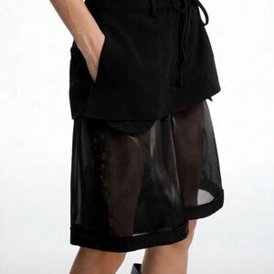 Black Sheer Overlay Shorts